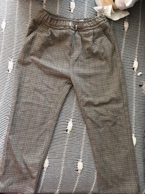 Boys Zara Checked Elastic-Waist Men’s Pants - Neutral Brown/Gray